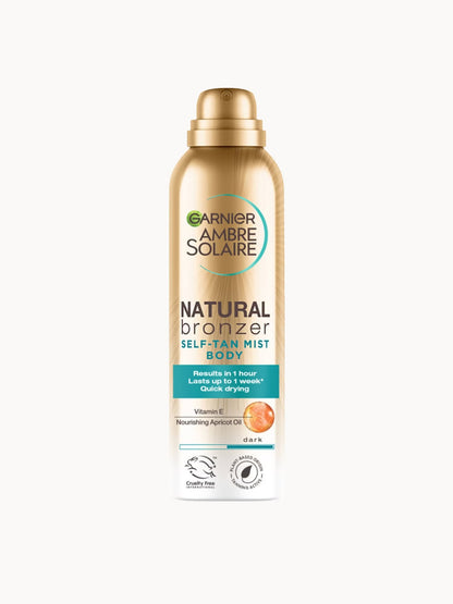 Garnier Ambre Solaire Natural Bronzer Quick Drying Self Tan Body Mist Dark - 150ml