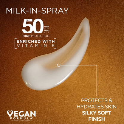 Garnier Ambre Solaire Ideal Bronze Milk-In Tanning SPF 50 Spray for Face and Body - 150ml