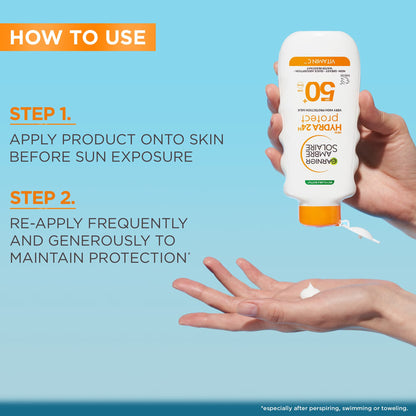 Garnier Ambre Solaire SPF 50+ Hydra 24 Hour Hydrating Sun Cream Lotion With Vitamin C - 175ml