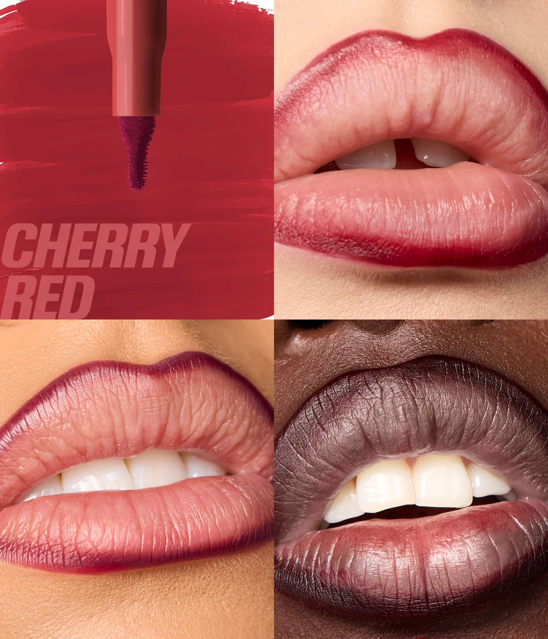 Huda Beauty Lip Contour Lip Stain For 12-Hour Wear Cherry Red