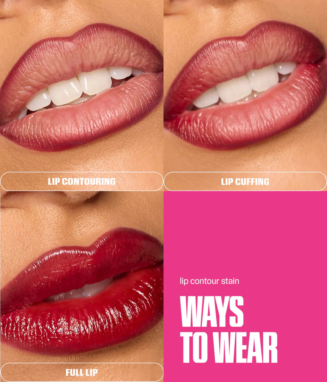 Huda Beauty Lip Contour Lip Stain For 12-Hour Wear Cherry Red