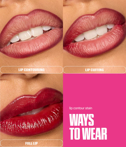 Huda Beauty Lip Contour Lip Stain For 12-Hour Wear Cherry Red