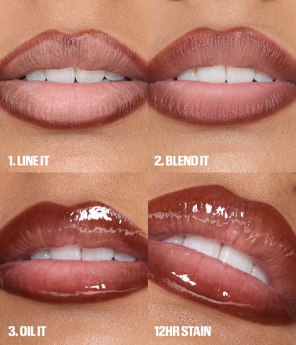Huda Beauty Lip Contour Lip Stain For 12-Hour Wear Cherry Red