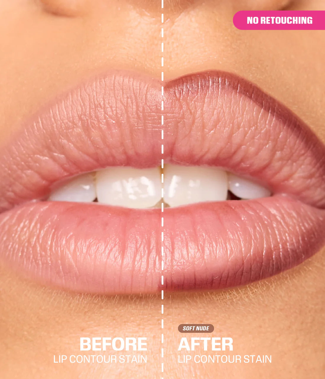 Huda Beauty Lip Contour Lip Stain For 12-Hour Wear Soft Nude