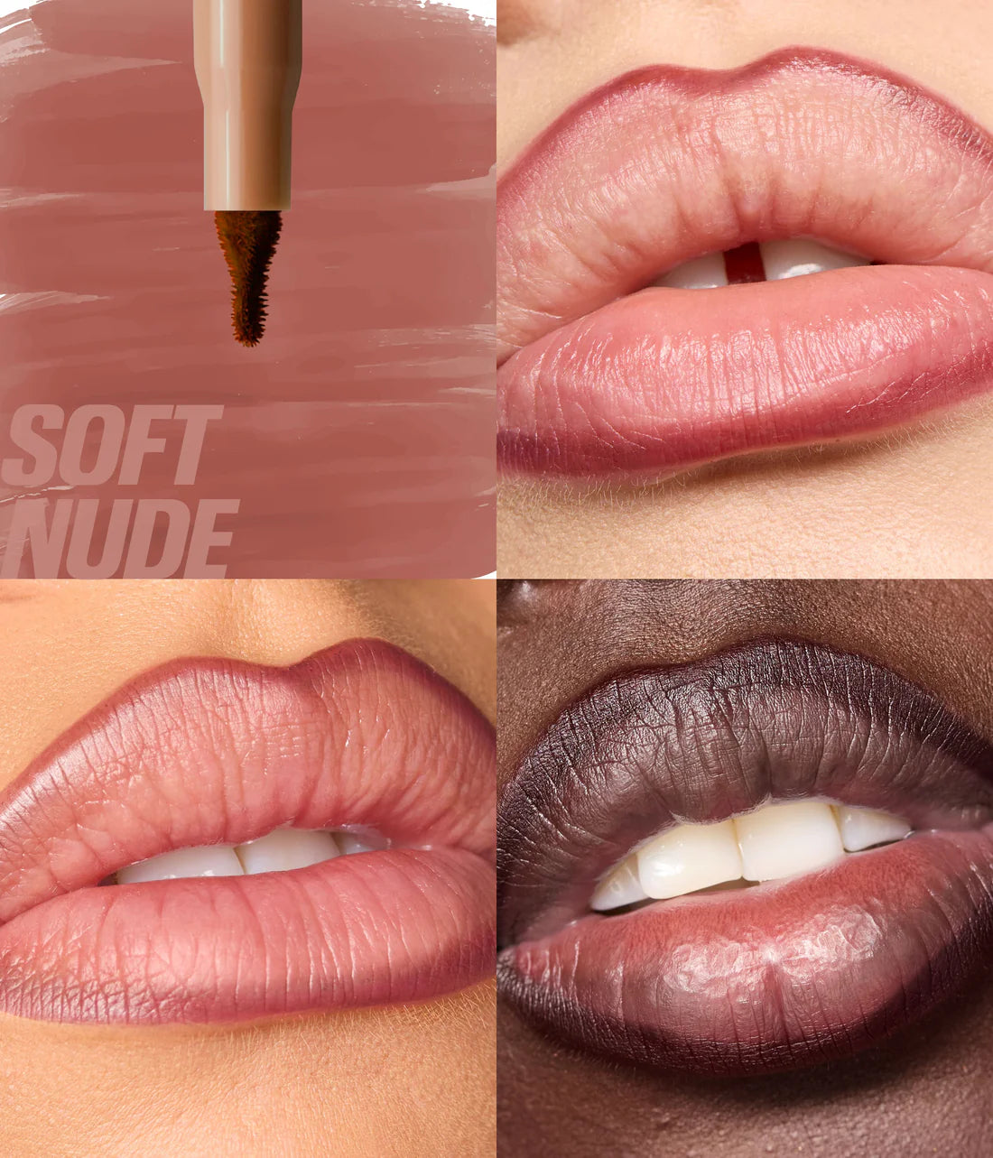 Huda Beauty Lip Contour Lip Stain For 12-Hour Wear Soft Nude